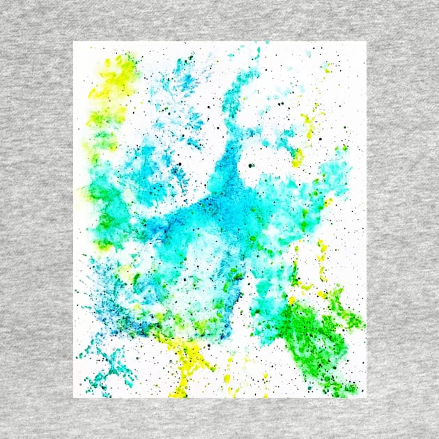 Tremble - Watercolor Abstract in freestyle blues, greens, and yellow by Raidyn